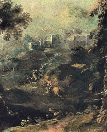 Deer hunting in forest landscape